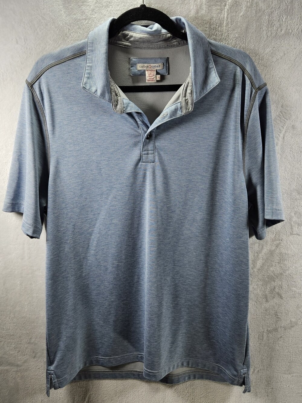 Carbon 2 Cobalt Polo Shirt Mens Size Large *Fits As Medium Blue Contrast Stitch